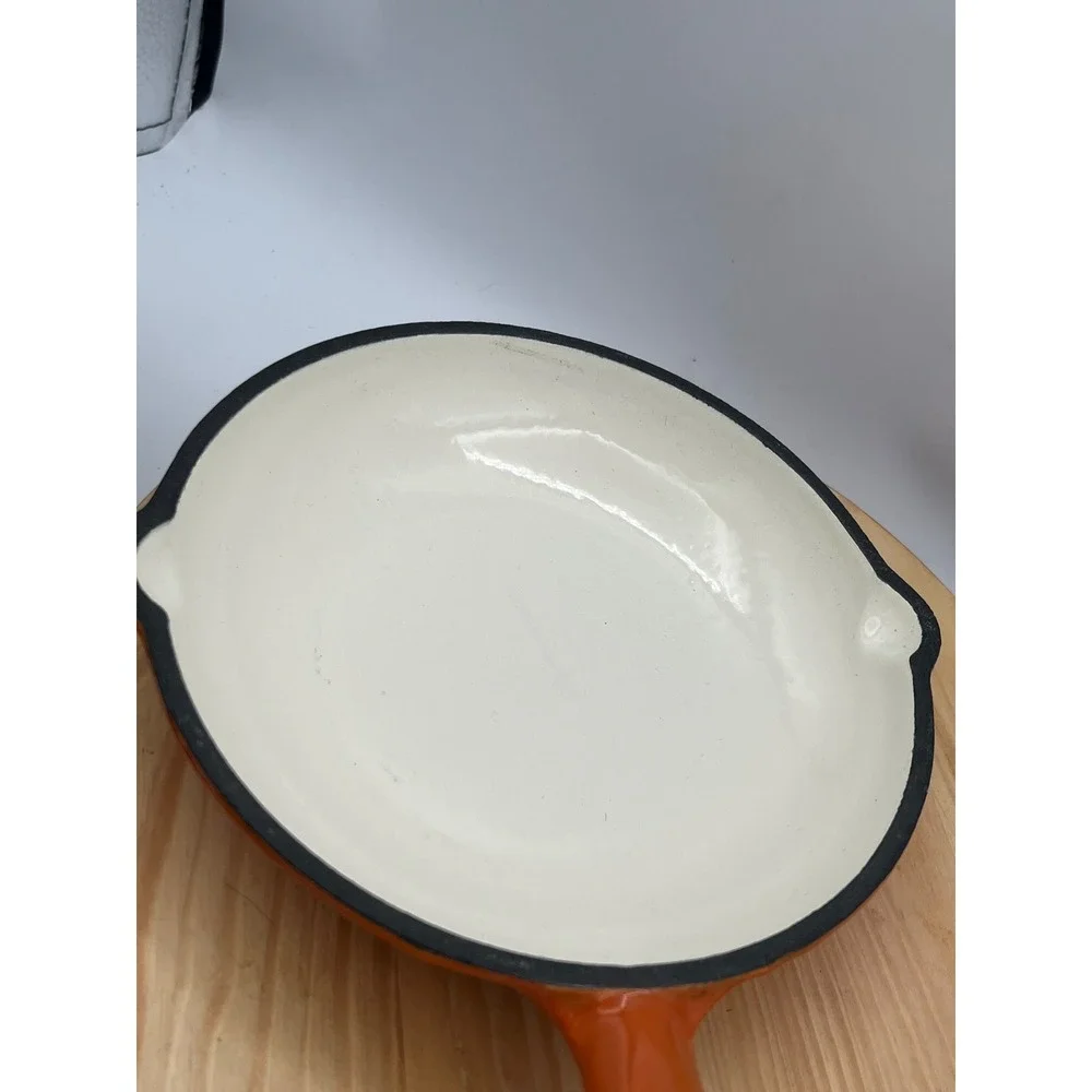 VTG MCM Dansk Mario Batali Persimmon Cast Iron Enamel Skillet Frying Pan 7